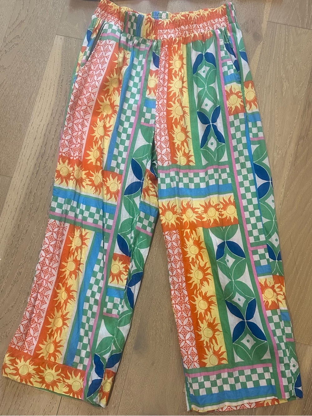 Christian Siriano 2 Piece Linen Blend Patchwork Resort Set Pants Top M/L - Picture 3 of 10